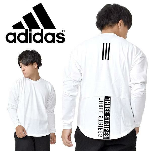 長袖 Tシャツ アディダス adidas メンズ M MHS WORDING TEE オーバーサイズ ロンT スポーツウェア トレーニング ウェア  ジム ホワイト 白 2020秋新作 25%OFF IXG25 | エレファントSPORTS